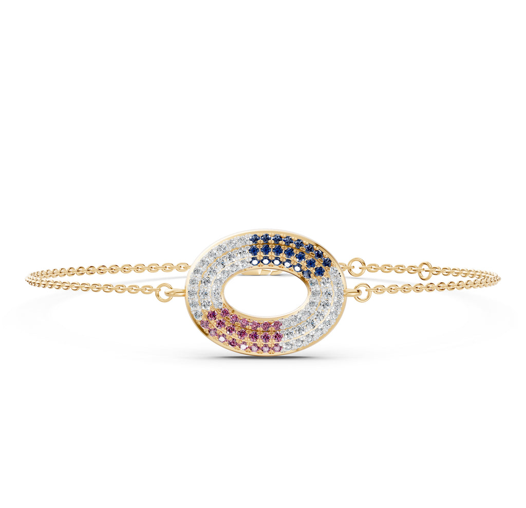 Dual Bloom Diamond Oval Chain Bracelet