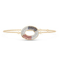 Dual Bloom Diamond Oval Chain Bracelet