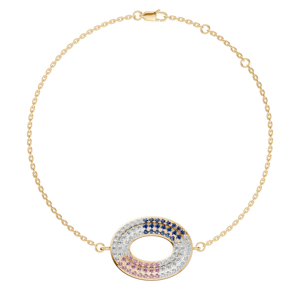 Dual Bloom Diamond Oval Chain Bracelet