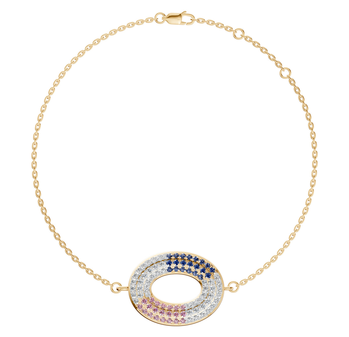 Dual Bloom Diamond Oval Chain Bracelet