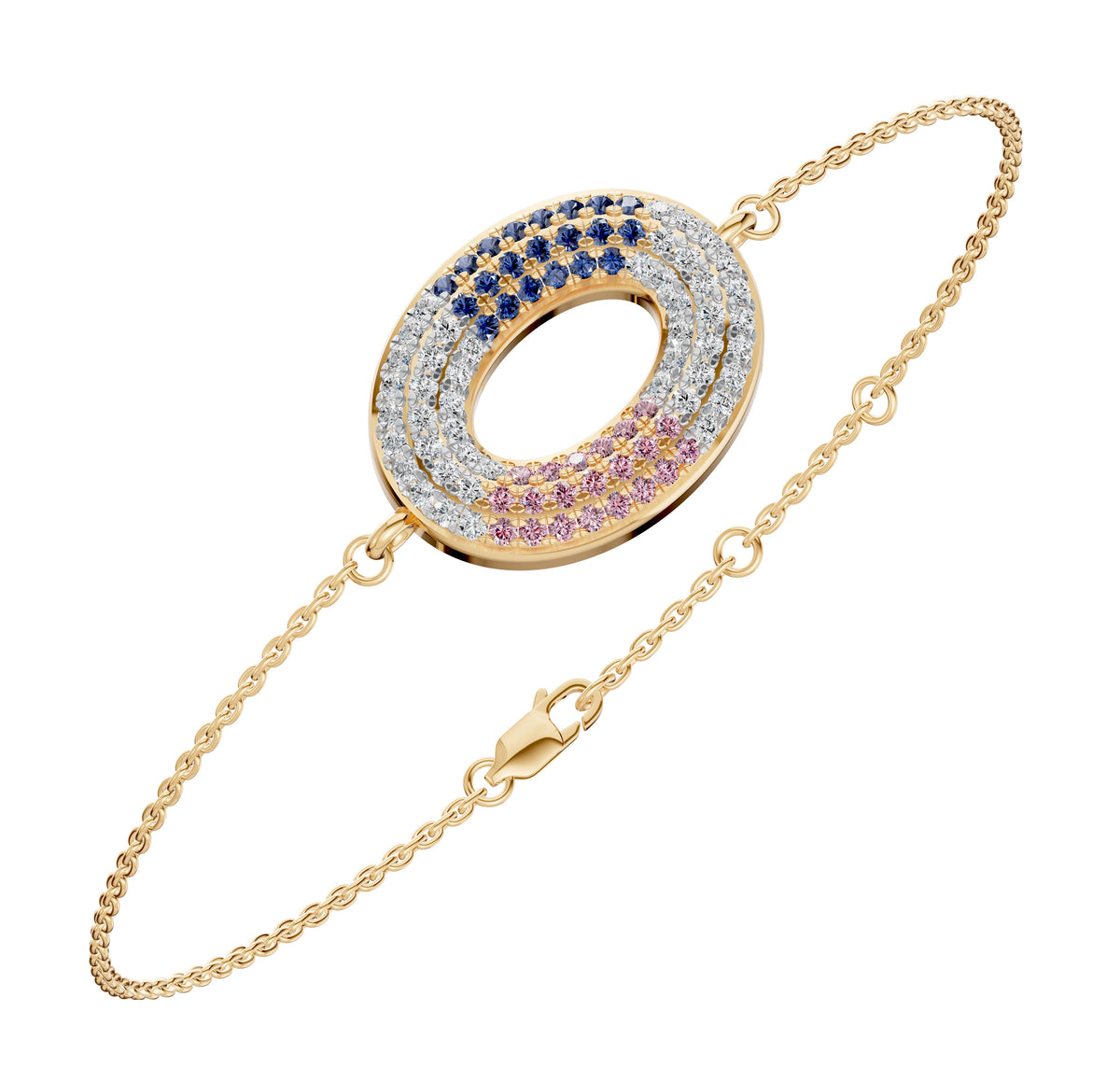 Dual Bloom Diamond Oval Chain Bracelet