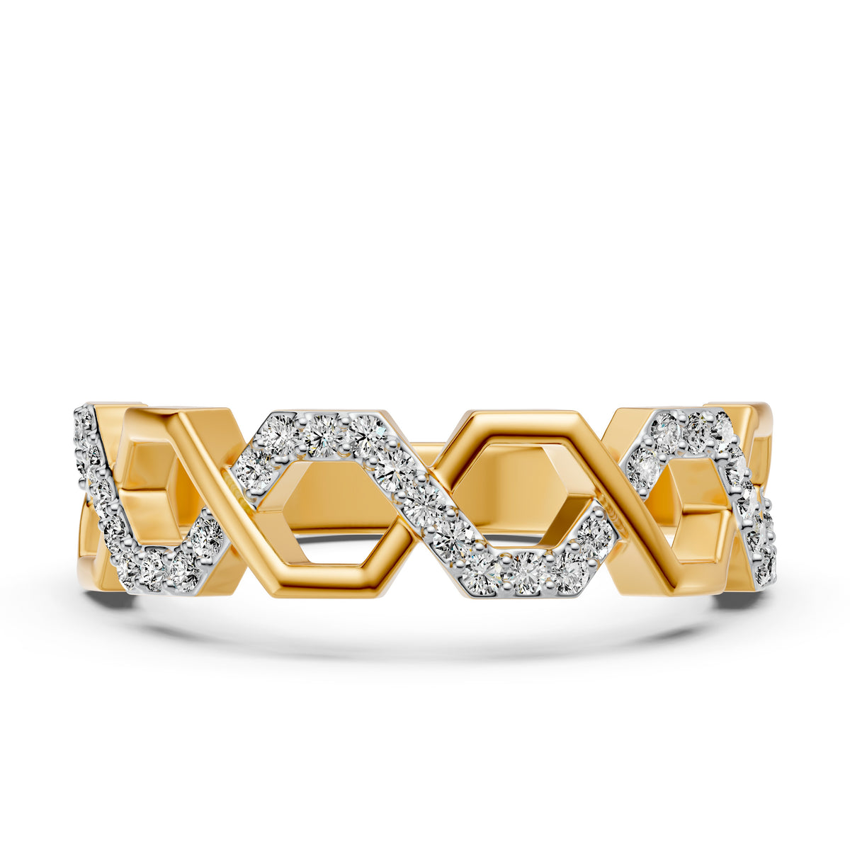 Intertwined Hexa Diamond Ring