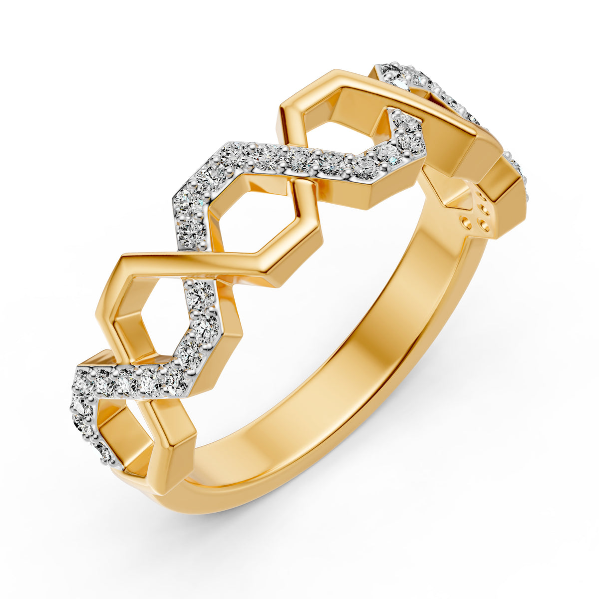 Intertwined Hexa Diamond Ring