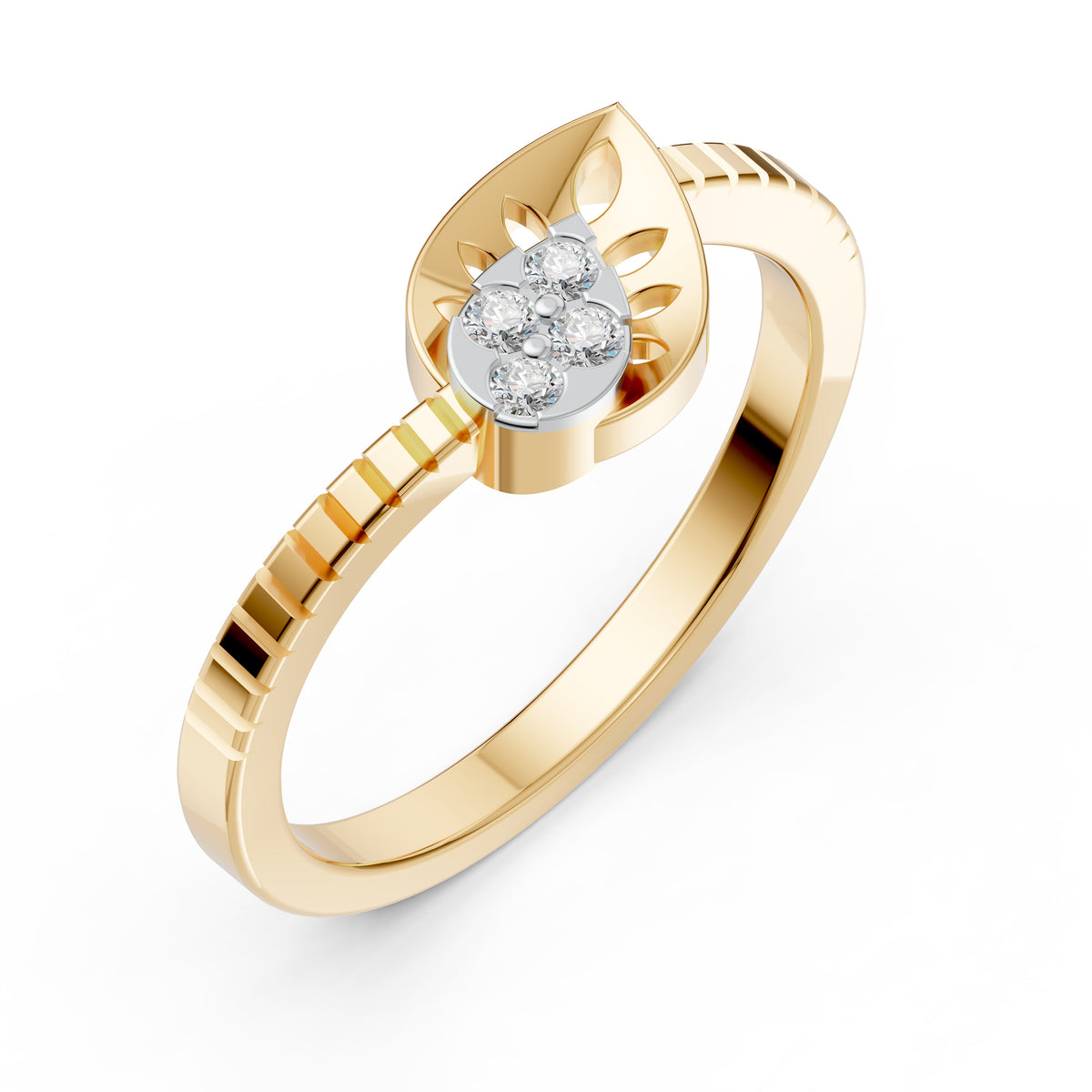 Nested Leaf Diamond Ring