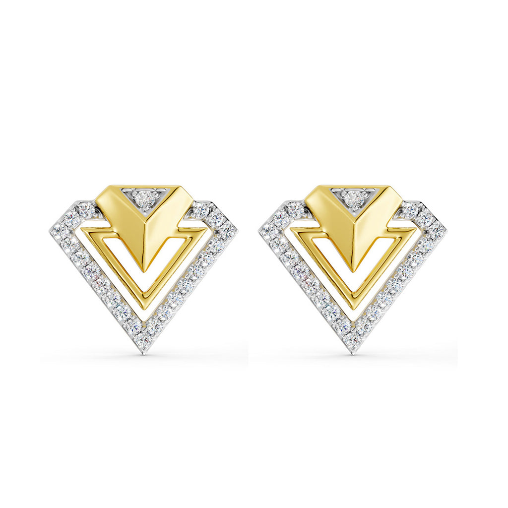 Chevron Diamond Stud Earrings