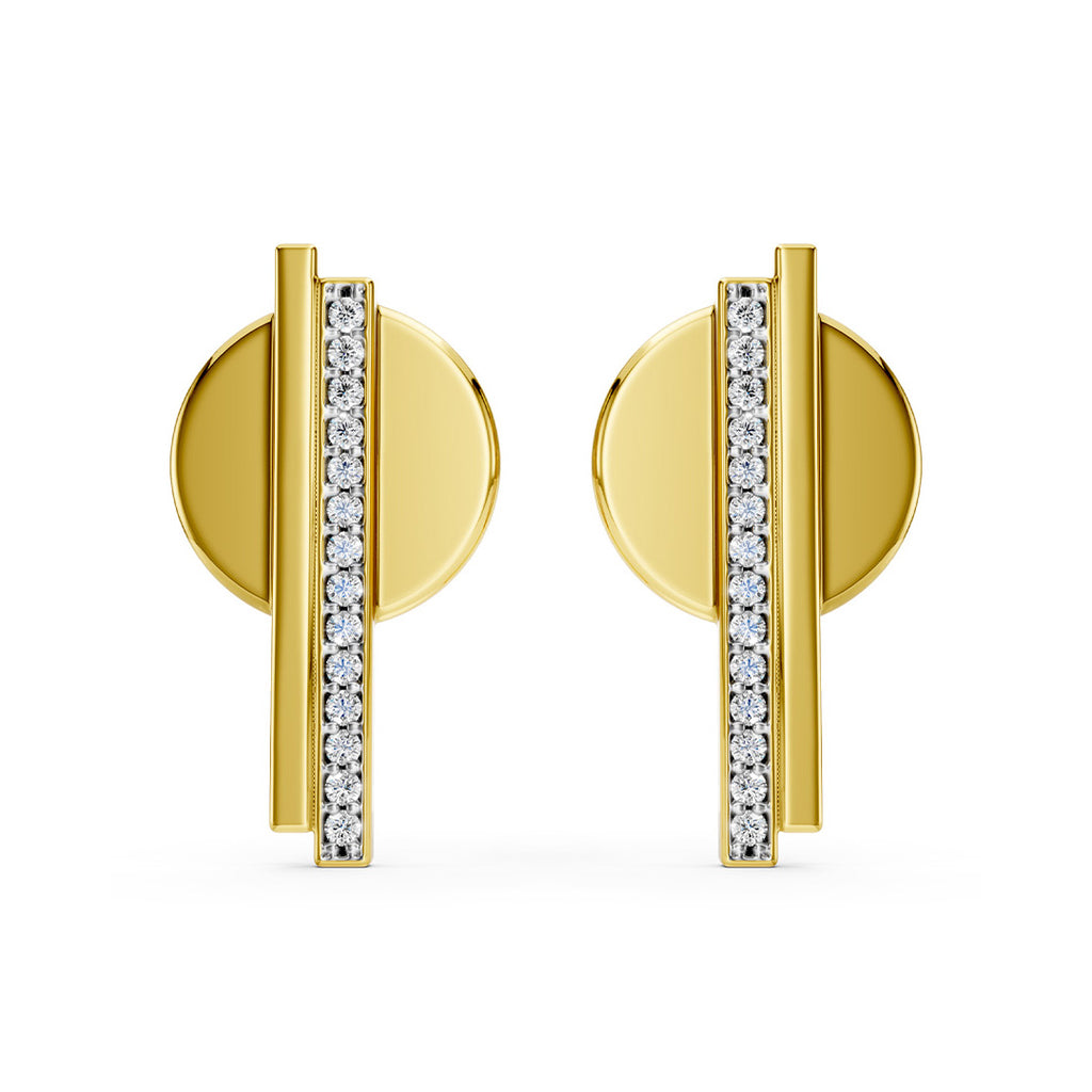 Geometric Vertical Bar Diamond Earrings