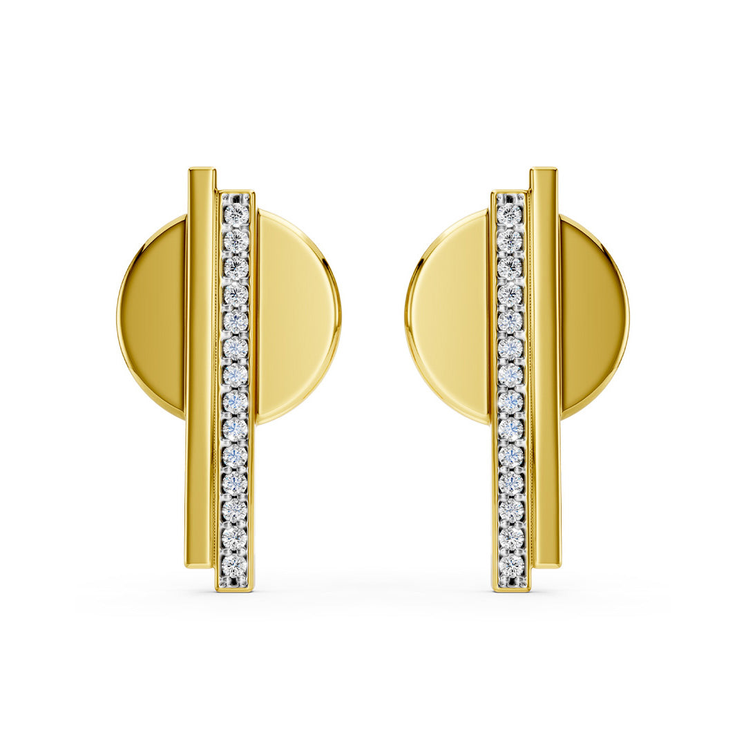 Geometric Vertical Bar Diamond Earrings