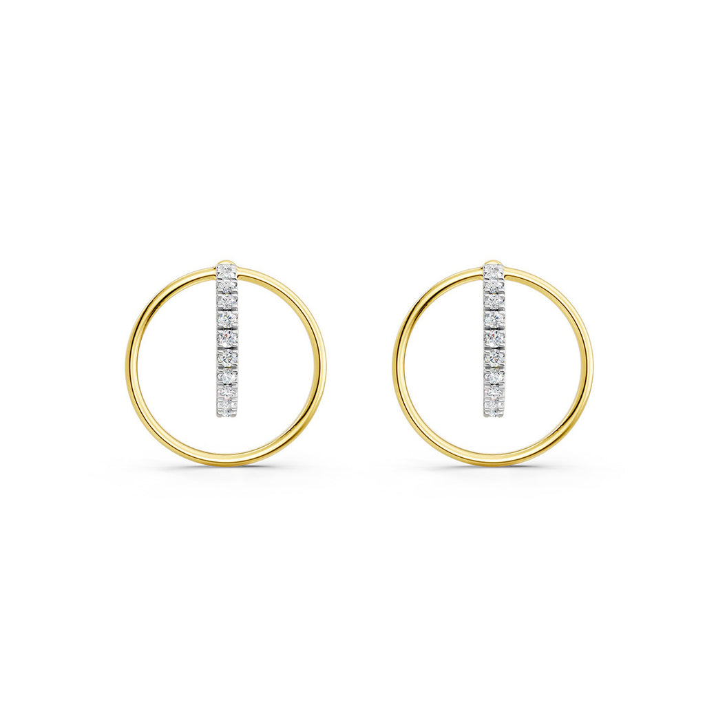 Open Circle Bar Diamond Earrings