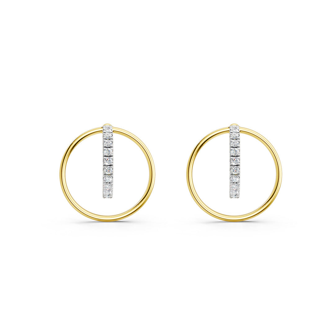 Open Circle Bar Diamond Earrings