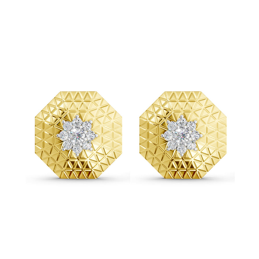 Textured Flower Diamond Studs