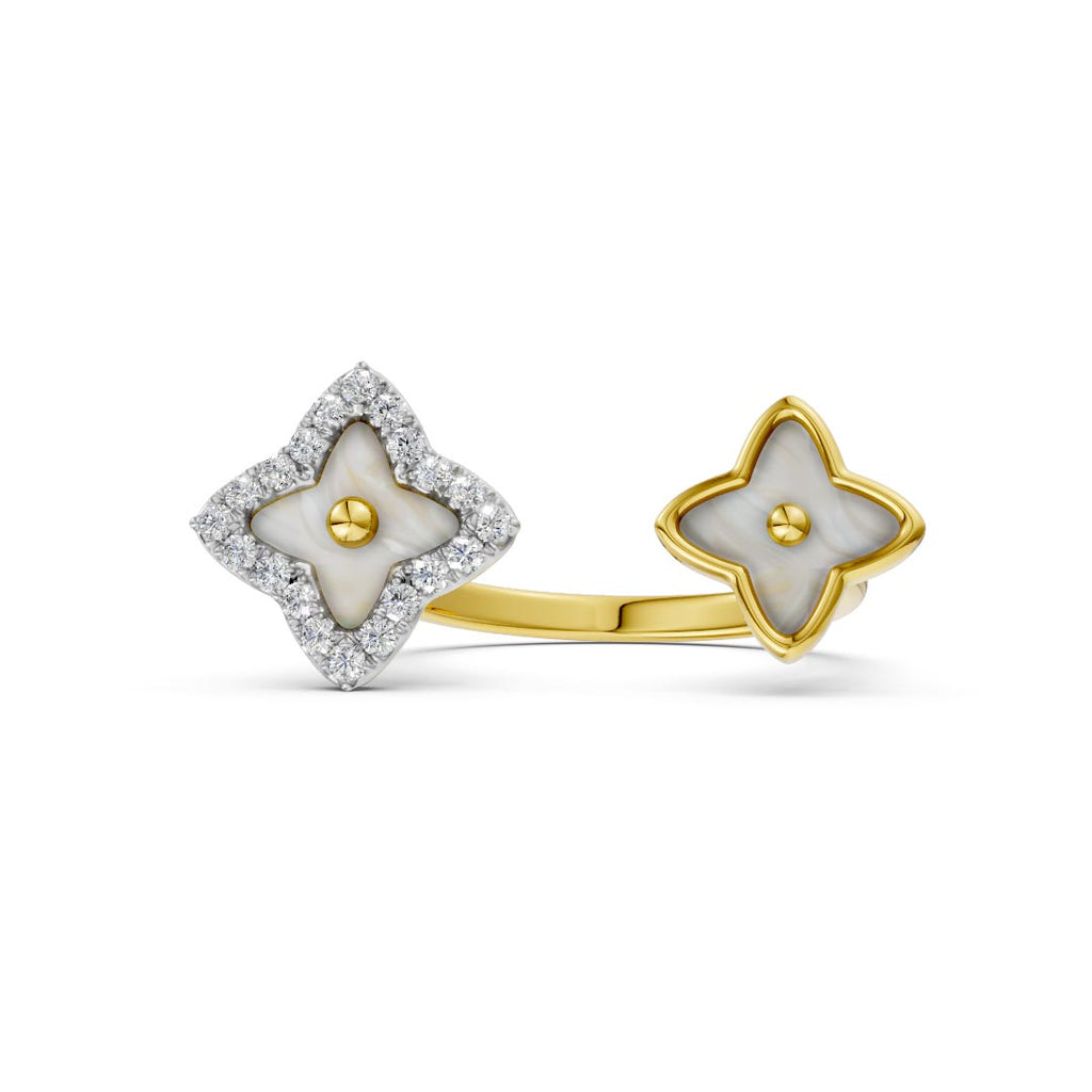 Venetian Clover Mother Of Pearl And Diamond Ring
