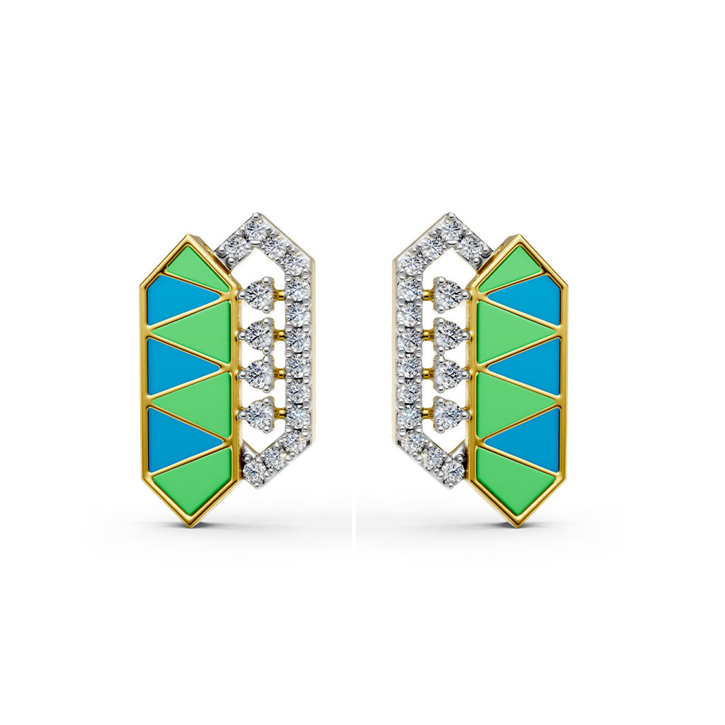 Radiant Prism Enamelled Diamond Earrings