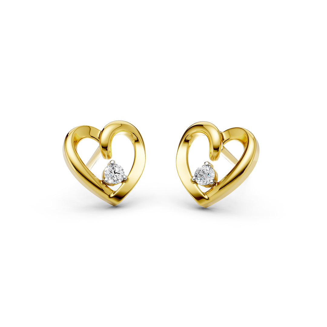 Floating Diamond Heart Earrings