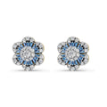 Floral Halo Gemstone Diamond Earrings