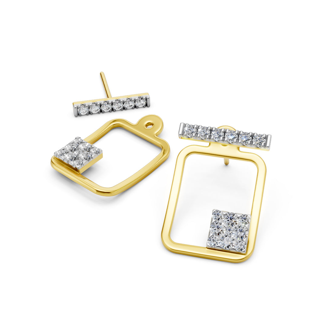 Open Square Frame Diamond Earrings