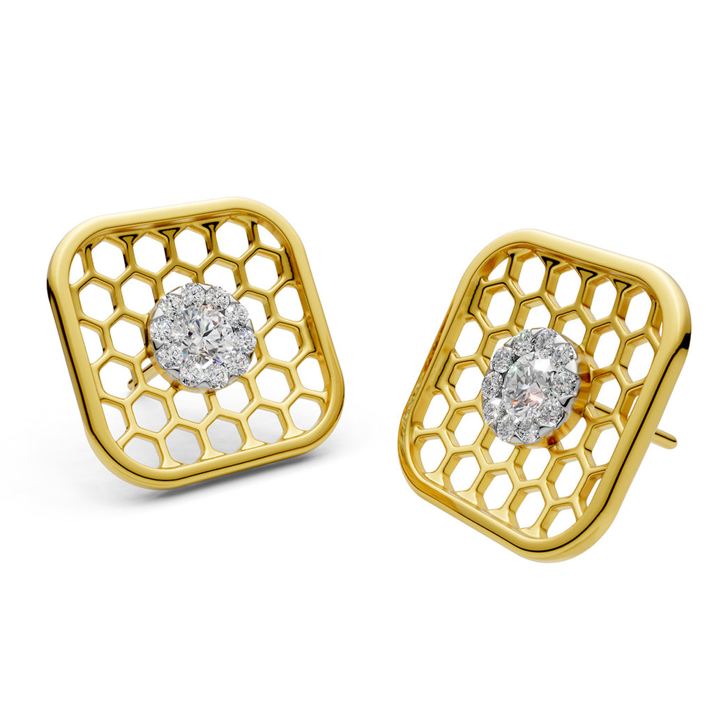 Honeycomb Halo Diamond Studs