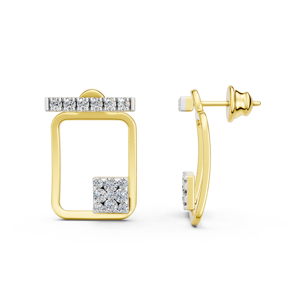 Open Square Frame Diamond Earrings