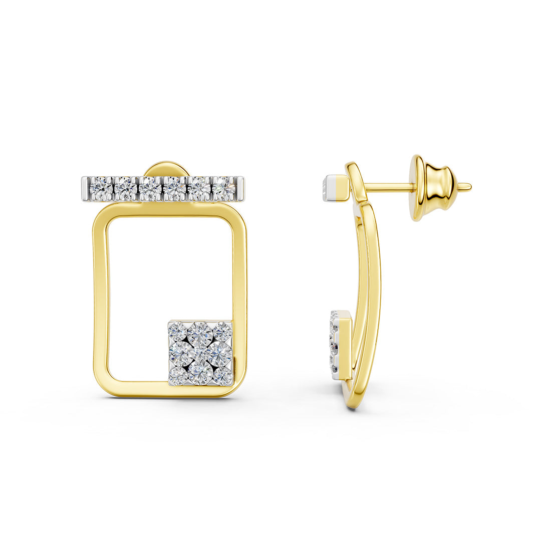 Open Square Frame Diamond Earrings