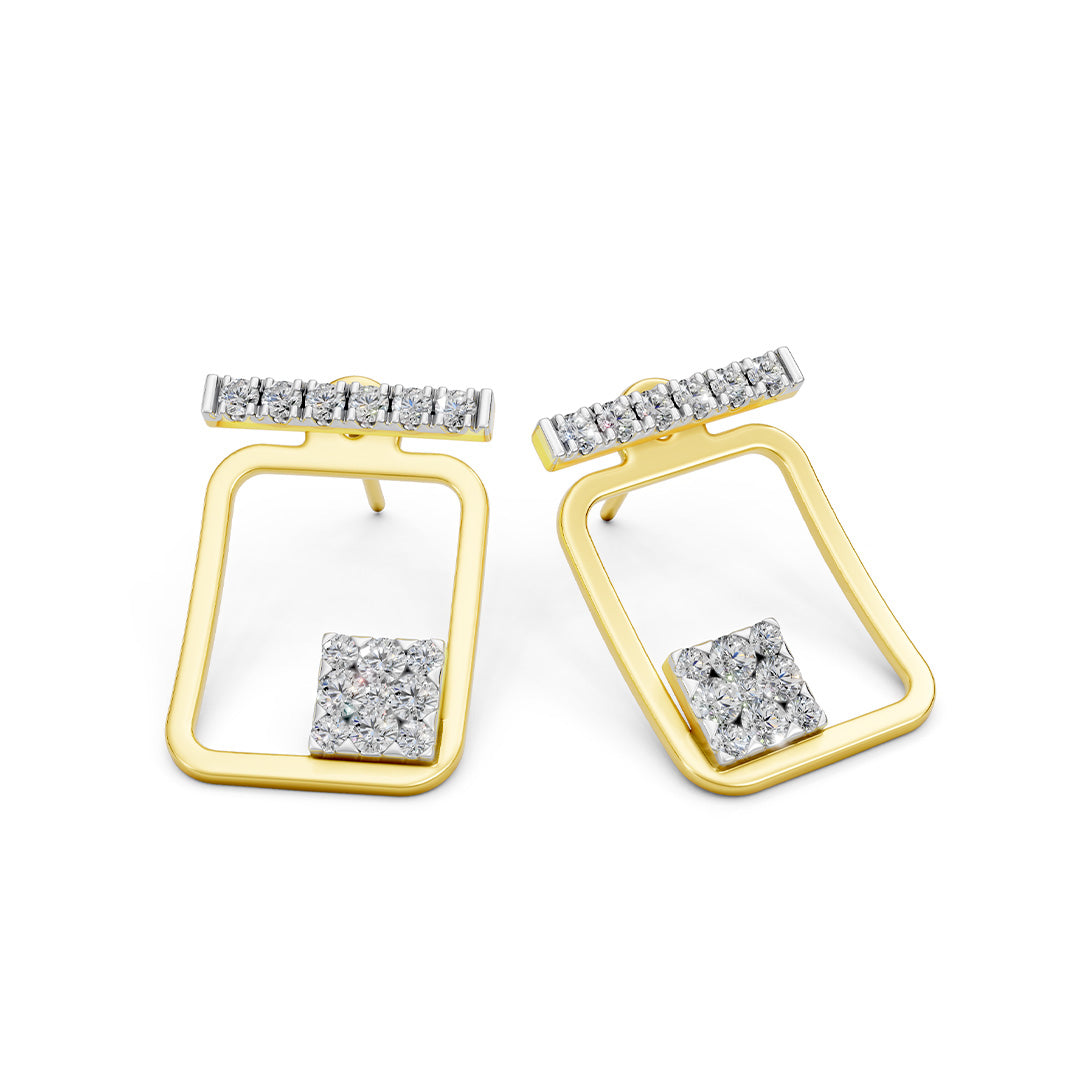 Open Square Frame Diamond Earrings