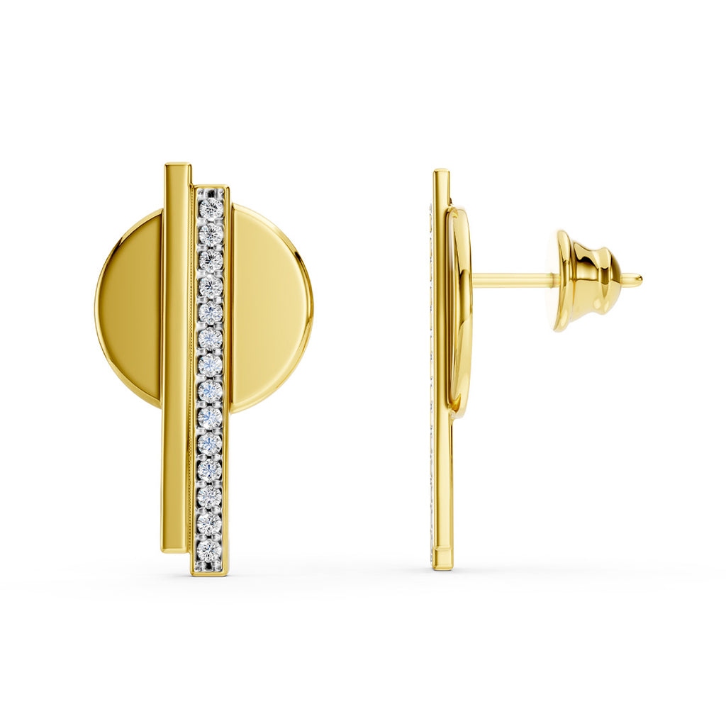 Geometric Vertical Bar Diamond Earrings