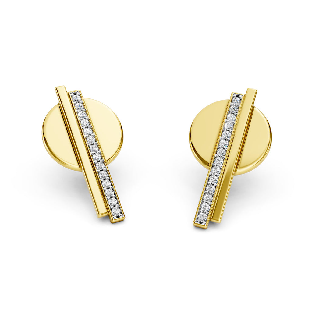 Geometric Vertical Bar Diamond Earrings
