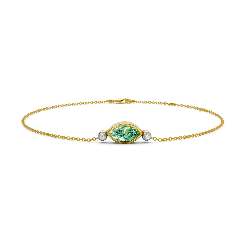 Emerald Gleam Gemstone and Diamond Chain Bracelet