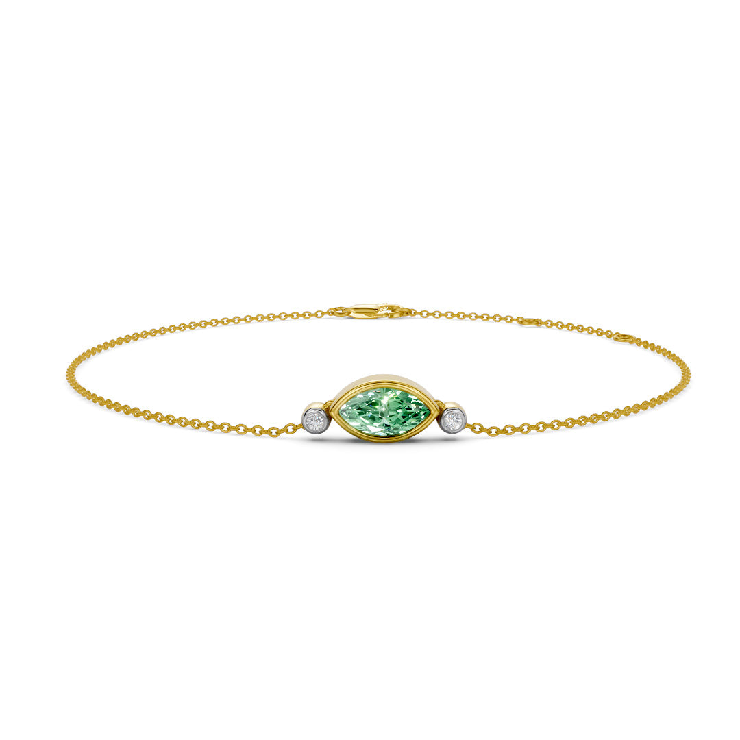 Emerald Gleam Gemstone and Diamond Chain Bracelet