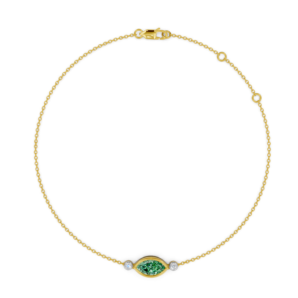 Emerald Gleam Gemstone and Diamond Chain Bracelet