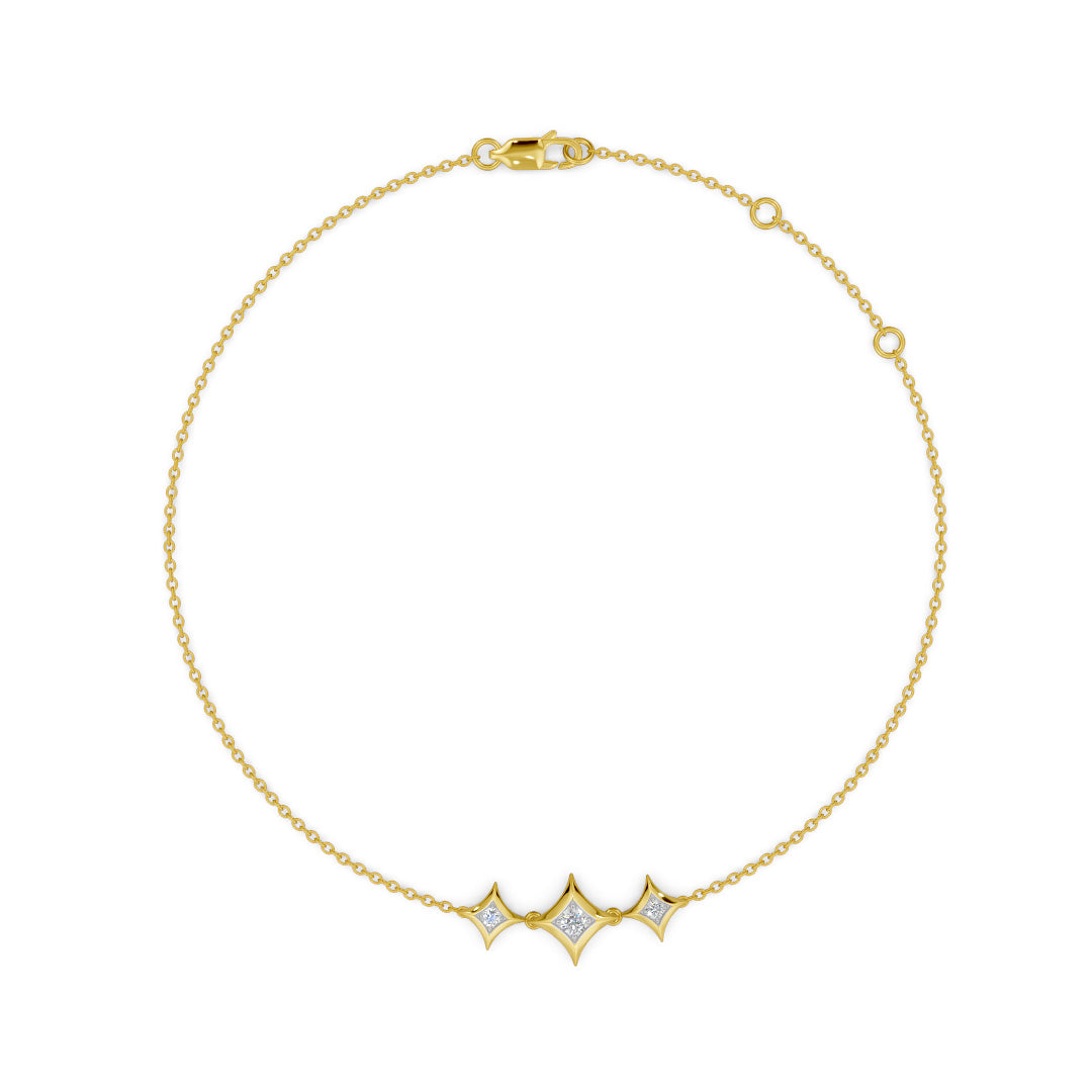 Sparkle Triad Diamond Chain Bracelet