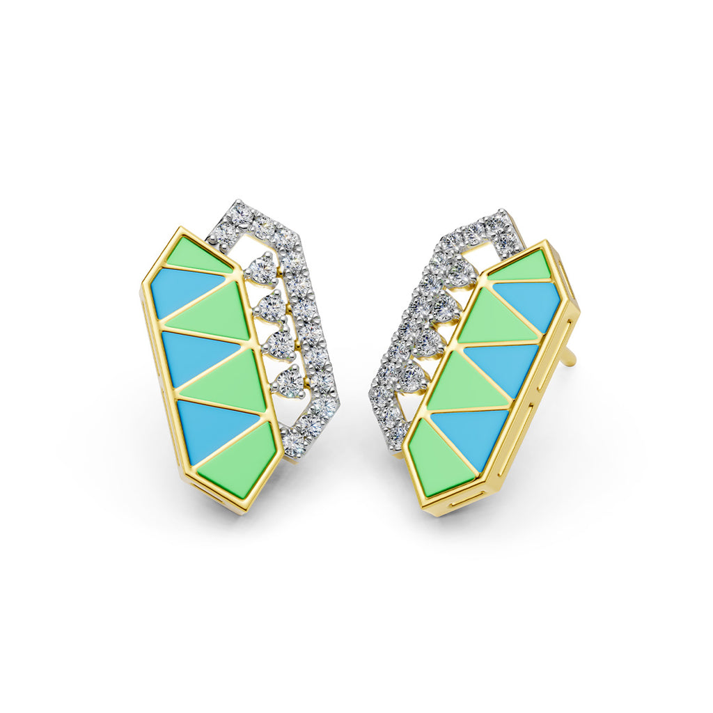 Radiant Prism Enamelled Diamond Earrings