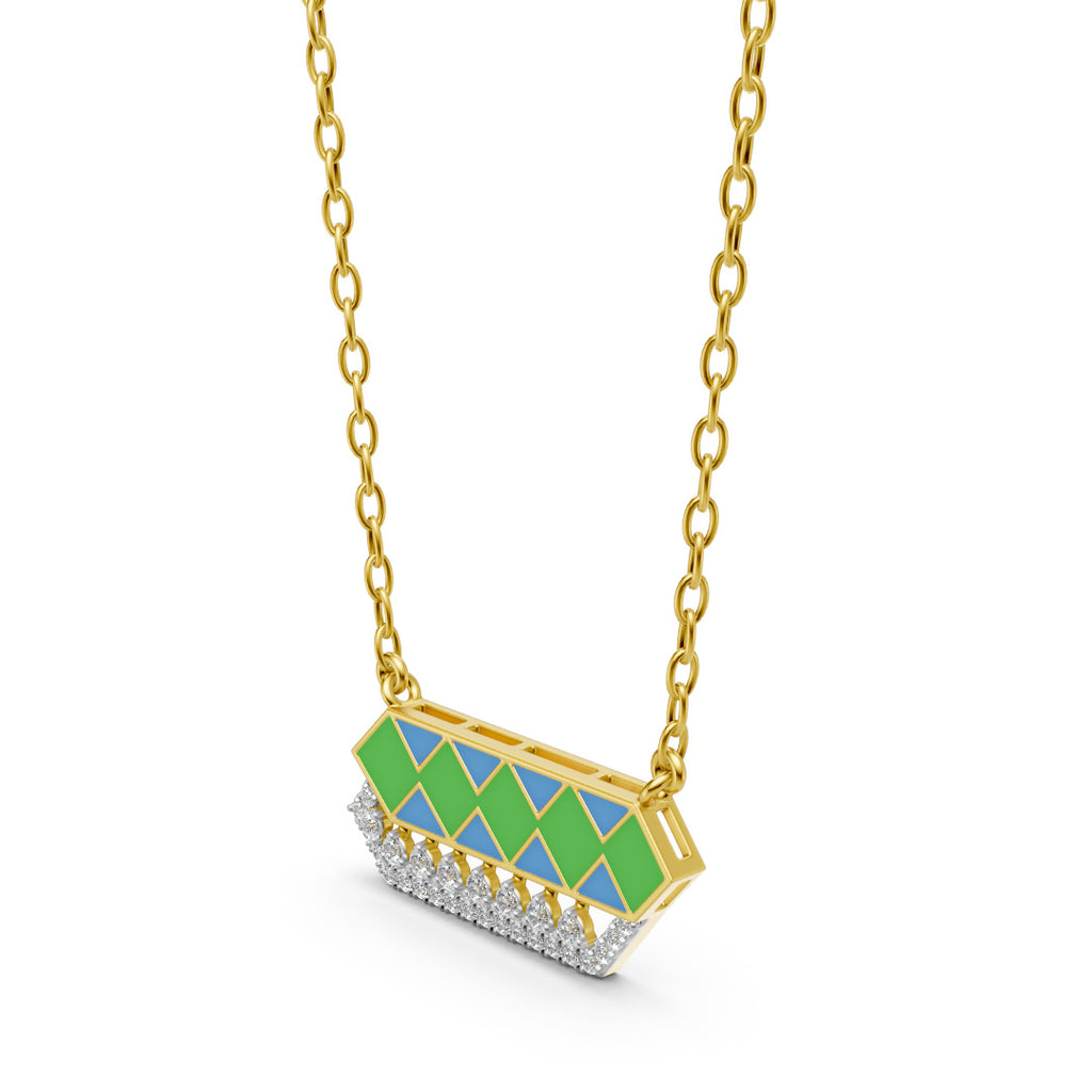 Radiant Prism Enamel And Diamond Necklace