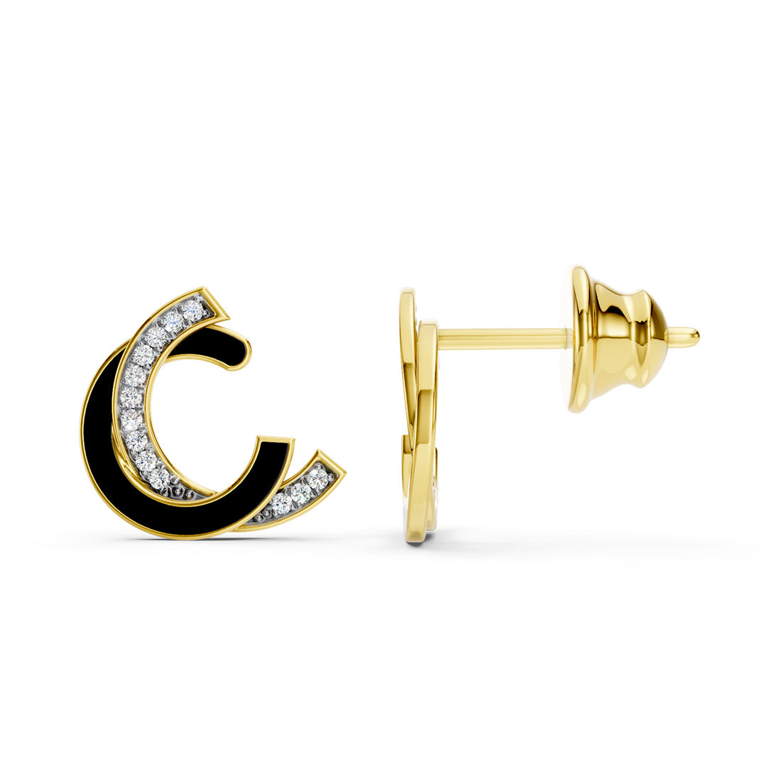Criss Cross Enamelled Diamond Earrings
