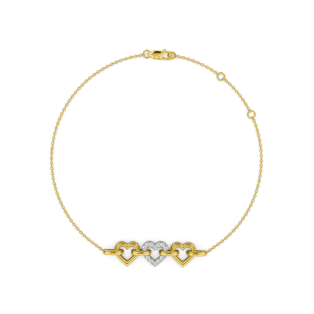 String of Hearts Diamond Chain Bracelet