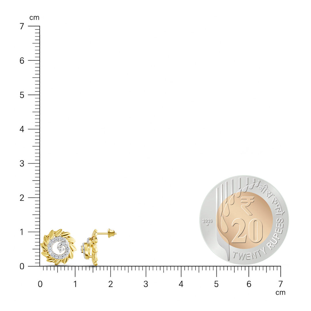 Sunflower Diamond Stud Earrings