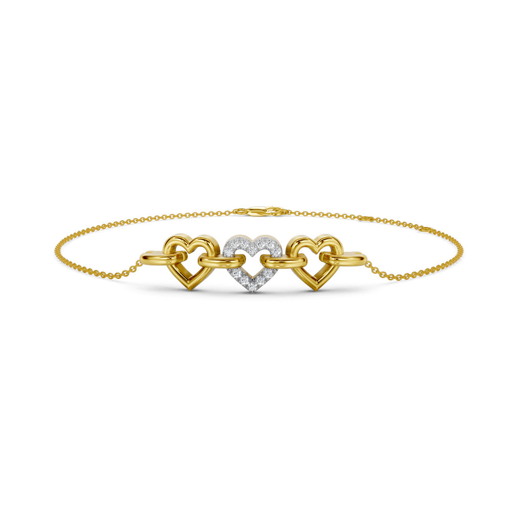 String of Hearts Diamond Chain Bracelet