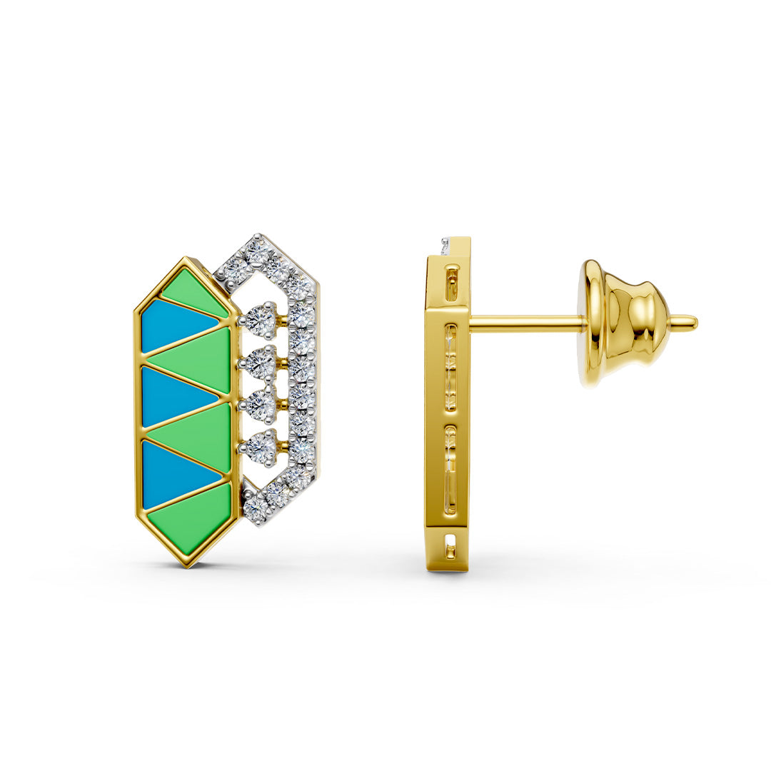 Radiant Prism Enamelled Diamond Earrings