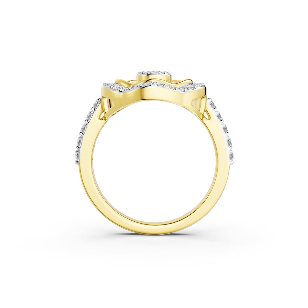 Rosette Floral Gemstone Diamond Ring