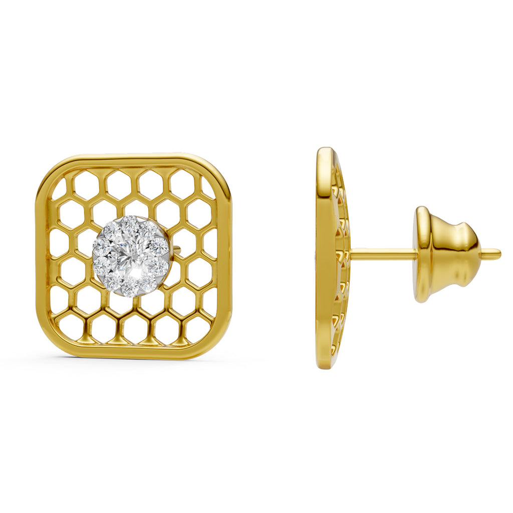 Honeycomb Halo Diamond Studs