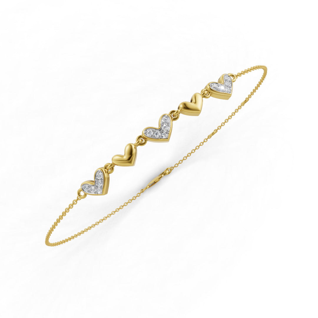 Two Of Hearts Diamond Chain Bracelet