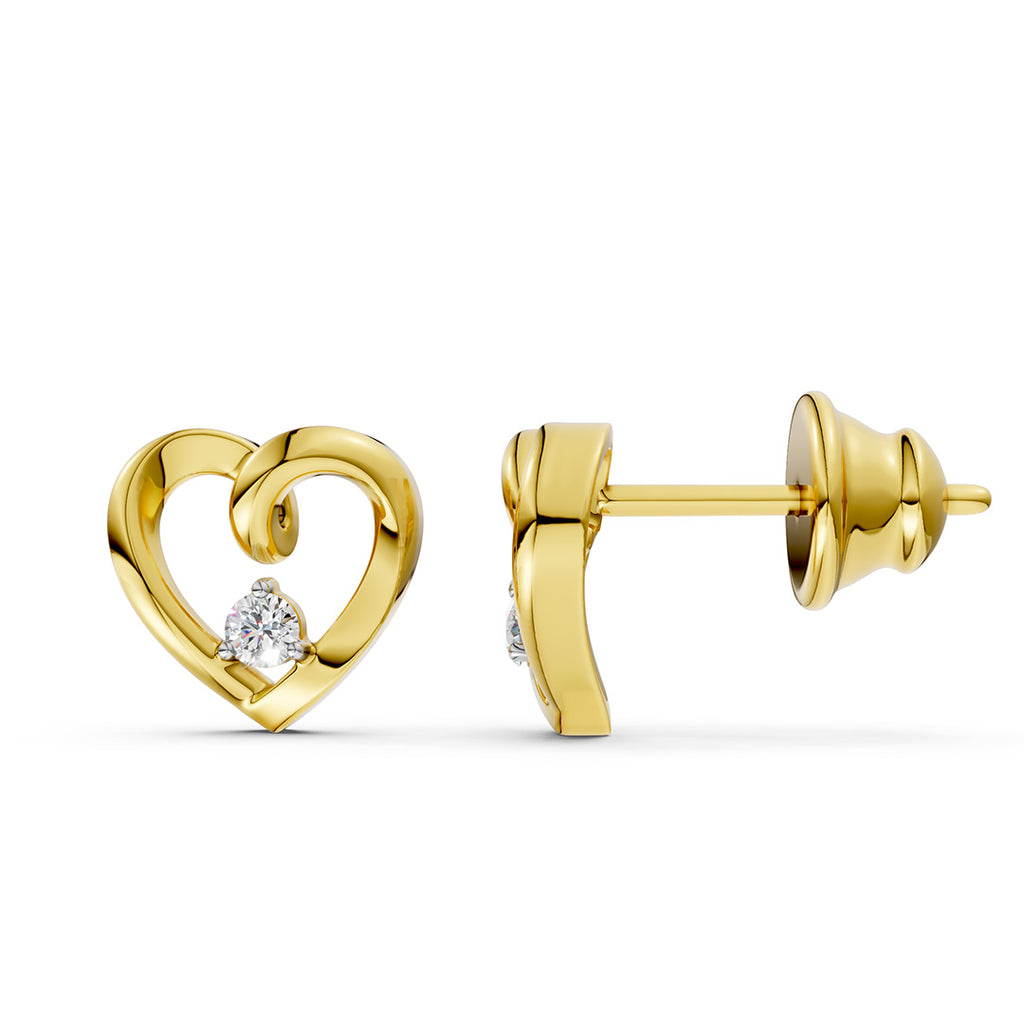 Floating Diamond Heart Earrings