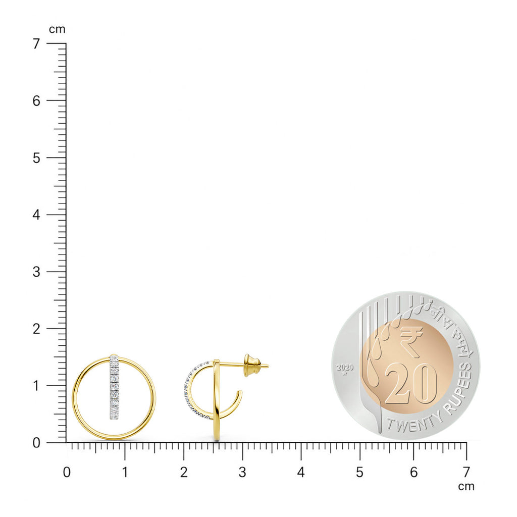 Open Circle Bar Diamond Earrings