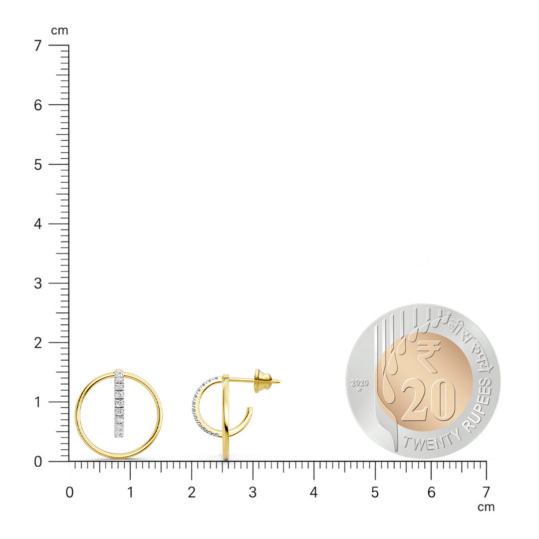 Open Circle Bar Diamond Earrings