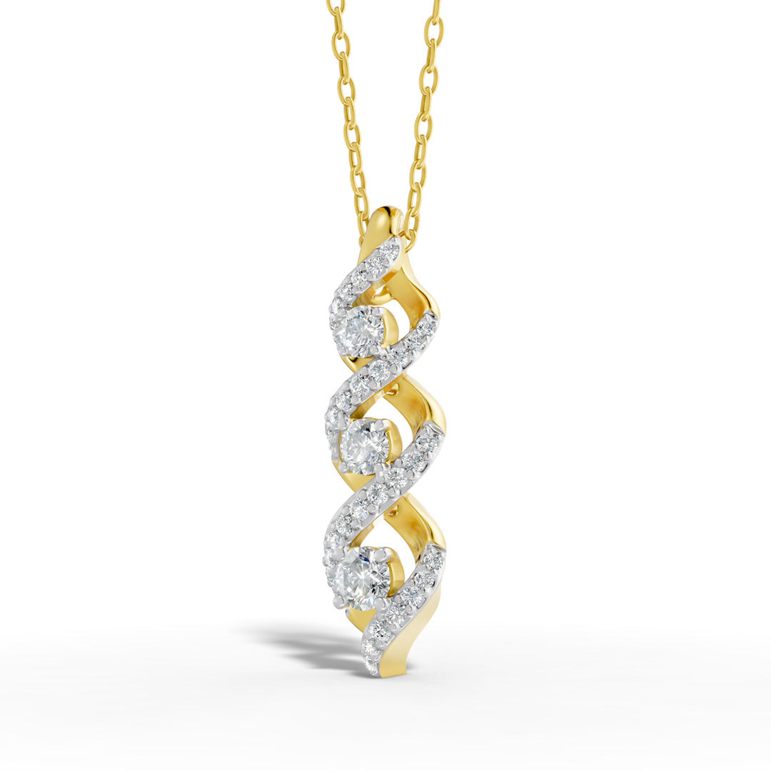 Spiral Diamond Triad Pendant