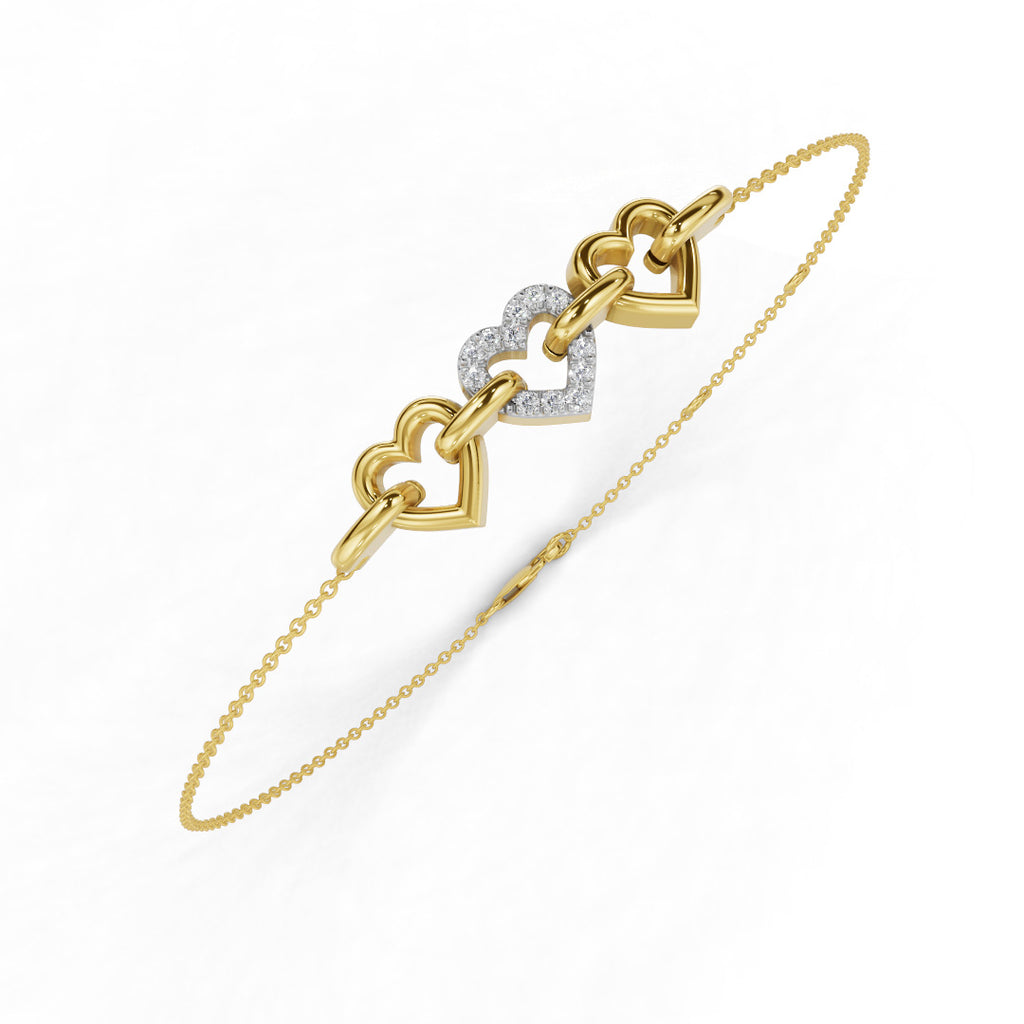 String of Hearts Diamond Chain Bracelet