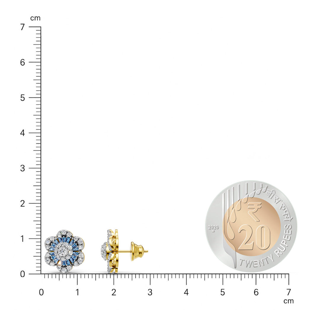 Floral Halo Gemstone Diamond Earrings