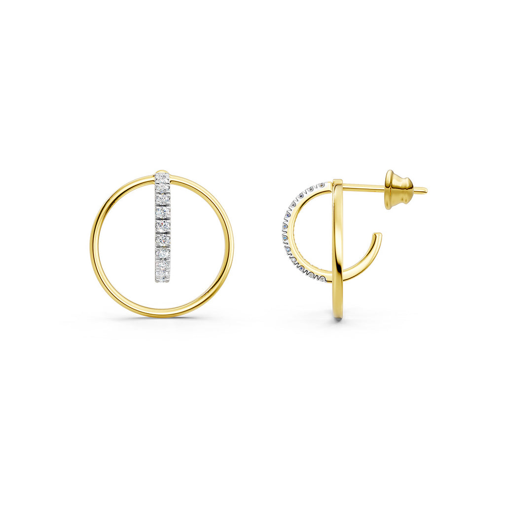 Open Circle Bar Diamond Earrings