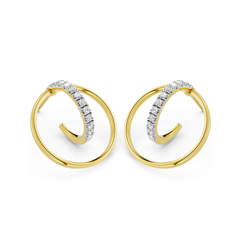 Open Circle Bar Diamond Earrings