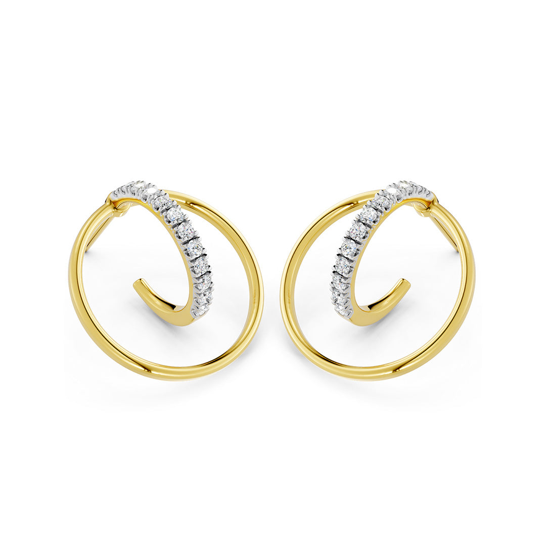 Open Circle Bar Diamond Earrings