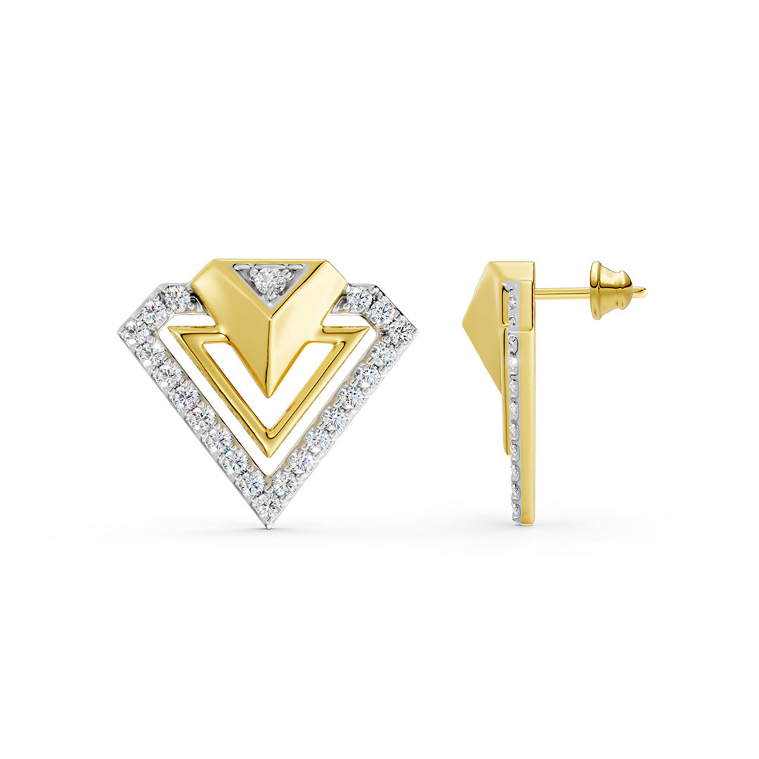 Chevron Diamond Stud Earrings