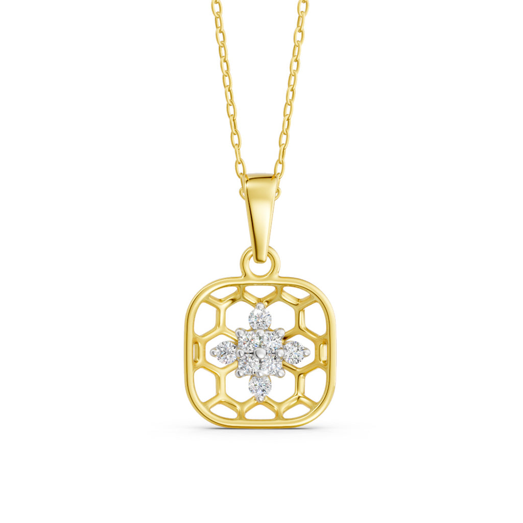 Honeycomb Floral Diamond Pendant